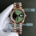 Rolex EW Factory Swiss Replica Day Date II Olive Green Watch Rose Gold 41mm